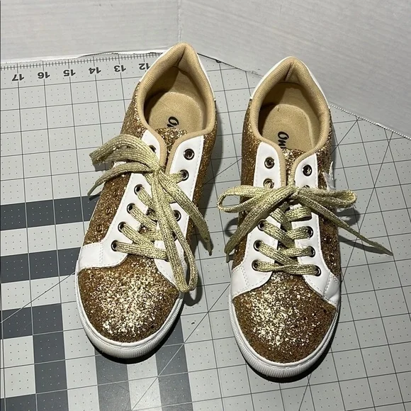 Gold Glitter Women's Sneakers - Picture 6 of 9